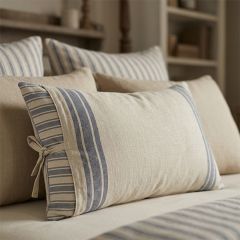 Countryside Cottage Denim Blue Stripe Pillow Cover 25x15