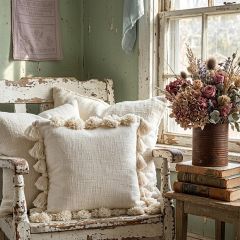Cozy Cotton Tasseled Slub Pillow