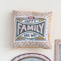 Cozy Phrase Throw Pillow Happy Family