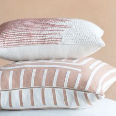 Cream and Rose Embroidered Lumbar Pillow