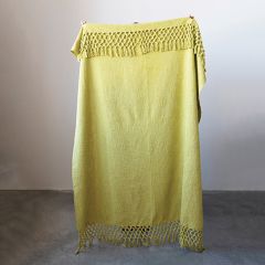 Crocheted Edge Woven Cotton Throw Blanket