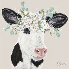 Crown of Flowers Cow Wall Art