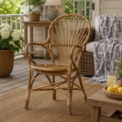 Curved Arm Rattan Dining Chair