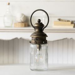 Ribbed Glass Handled LED Lantern