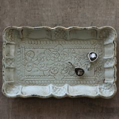 Decorative Wood Tray With Scalloped Edge