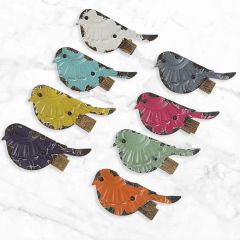 Embossed Metal Bird Clips Set of 8