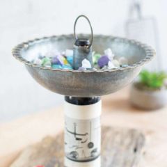 Galvanized Bowl Wine Bottle Topper