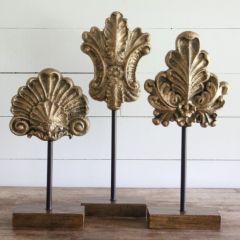 Floral Sculptures On Wooden Stand Set of 3