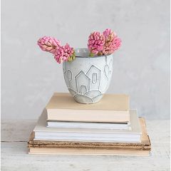 Debossed Stoneware Planter Pot