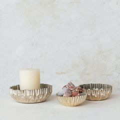 Decorative Fluted Metal Bowls Set of 3