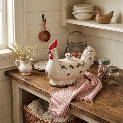 Decorative Rooster Stoneware Container