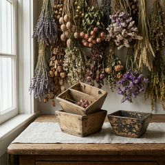Decorative Vintage Wood Rice Container