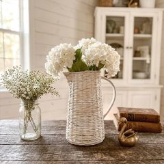 Decorative Whitewash Woven Pitcher