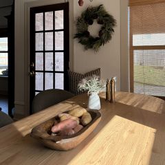 Hand Carved Deep Wooden Dough Bowl With Handles