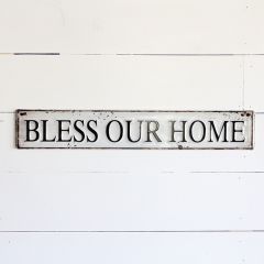Distressed Tin Bless Our Home Sign
