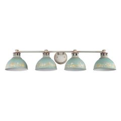 Aged Galvanized Steel With Antique Teal Shade 4 Light Vanity Sconce