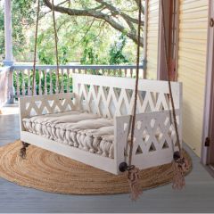Diamond Back White Washed Porch Swing