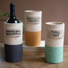 Dipped Terracotta Wine Cooler with Saying Set of 3
