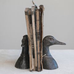 Distressed Black Cast Iron Duck Head Bookends