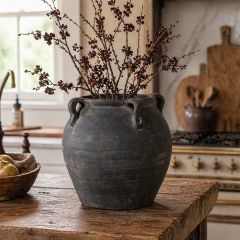 Distressed Black Ceramic Vase