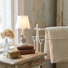 Distressed Bunny Lamp with Scalloped Shade