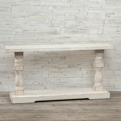 Distressed Column Style Console Table