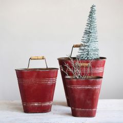 Distressed Finish Vibrant Wall Buckets Set of 3