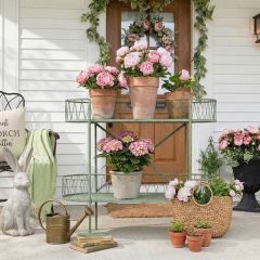 Distressed Green Tiered Plant Stand