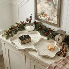 Distressed Metal Snowflake Trays Set of 2