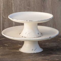 Distressed Pedestal Display Stands Set of 2