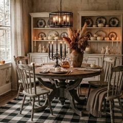 Distressed Raw Wood Dining Table