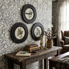 Distressed Round Bird Print Wall Decor Set of 3