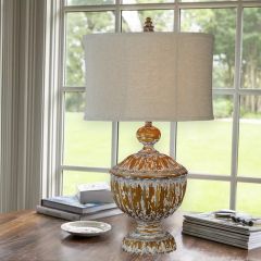 Distressed Rustic Finish Table Lamp With Shade