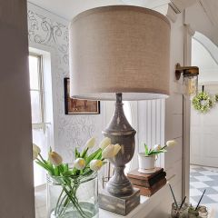 Distressed Table Lamp With Linen Shade