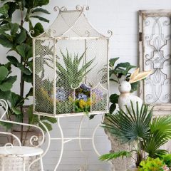 Distressed White Greenhouse Display Stand