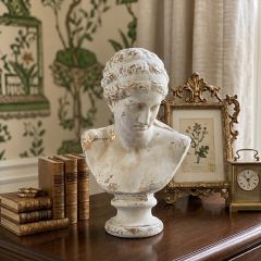 Distressed White Male Bust Statue