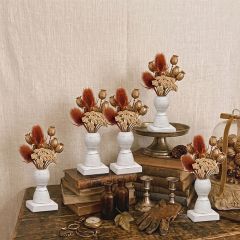 Distressed White Spindle Stem Holder 3 Inch