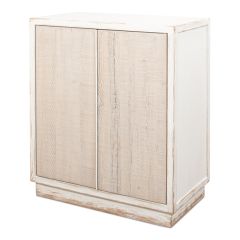 Weathered White Wood 2 Door Storage Cabinet
