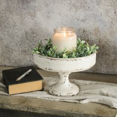 Distressed White Wood Pedestal Tray Riser