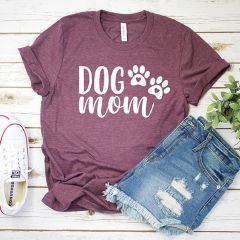Dog Mom Heather Maroon Tee