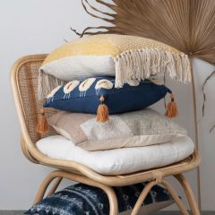Dot Burst Fringed Cotton Slub Pillow