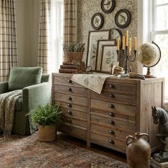 Double Door Rustic Farmhouse Sideboard Cabinet
