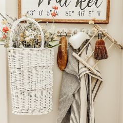 Double Handled White Wicker Basket Set of 2