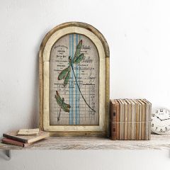 Dragonfly Striped Framed Linen Wall Art