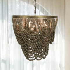 Dramatic Elegance 2 Tier Draped Wood Bead Chandelier