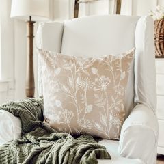 Drawn Florals Blush Throw Pillow Cover