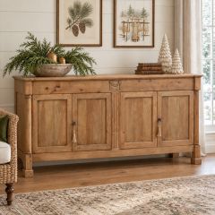Driftwood Finish 4 Door Credenza