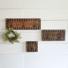 Ornate Metal Border Wall Hook Rack Set of 3