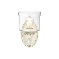 Hammered Water Glass Shade Wall Sconce Antique Ivory