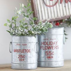 Tree Farm Tin Buckets Set of 2